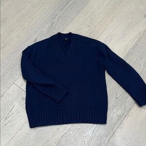 Women’s Oversized Navy V-Neck Sweater